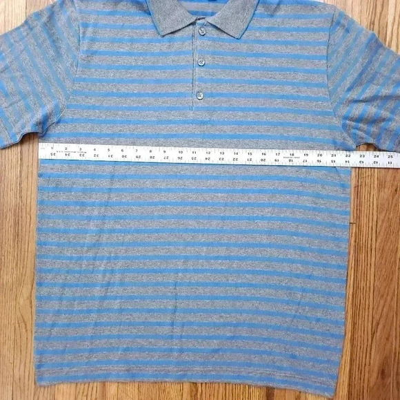 St Croix Mens Polo Shirt Size Large Grey Coastal Blue Striped NEW USA - Picture 5 of 8